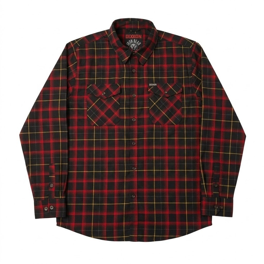 Dixxon Flannel Iron Bean Coffee Co Red Black Plaid D-Tech Shirt Mens 2XL XXL